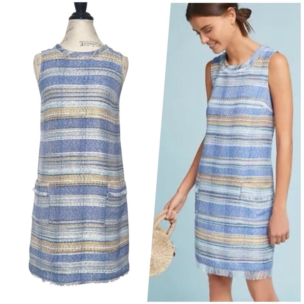 Akemi + Kin Anthropologie | Women | Tweed Sleeveless Fringe Shift Dress | Sz 0